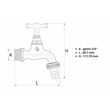 KRAN OGRODOWY 3/4 CALA POLEROWANY