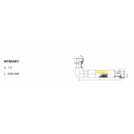 WĄŻ PRZYŁĄCZE DO GAZU KĄTOWE GW X GW 2000 MM