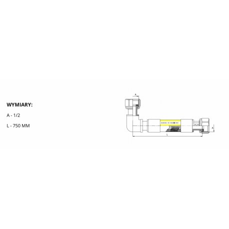 WĄŻ PRZYŁĄCZE DO GAZU KĄTOWE GW X GW 750 MM