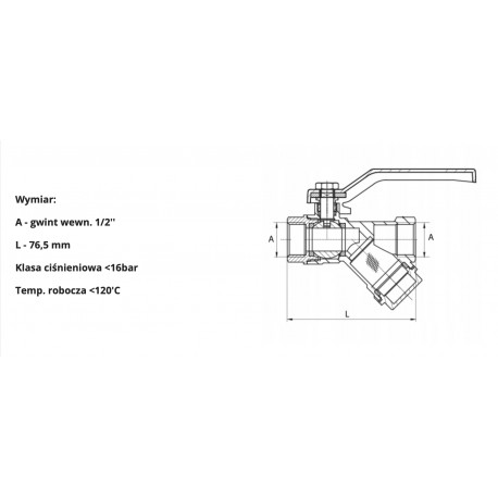 ZAWÓR KULOWY Z FILTREM 1/2" Z DŁAWICĄ GWxGW