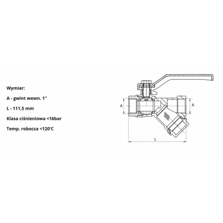 ZAWÓR KULOWY Z FILTREM 1" Z DŁAWICĄ GWxGW