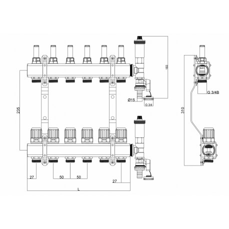 ROZDZIELACZ DO OGRZEWANIA PODŁOGOWEGO 11 OBWODÓW