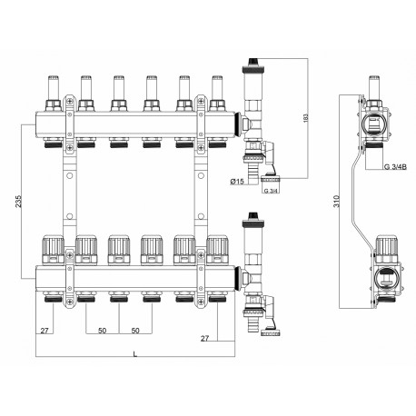 ROZDZIELACZ DO OGRZEWANIA PODŁOGOWEGO 3 OBWODY