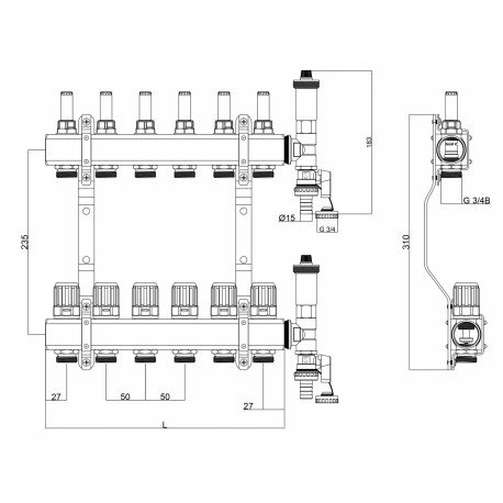 ROZDZIELACZ DO OGRZEWANIA PODŁOGOWEGO 4 OBWODY