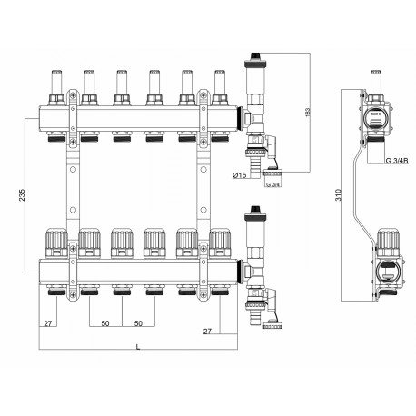 ROZDZIELACZ DO OGRZEWANIA PODŁOGOWEGO 5 OBWODÓW