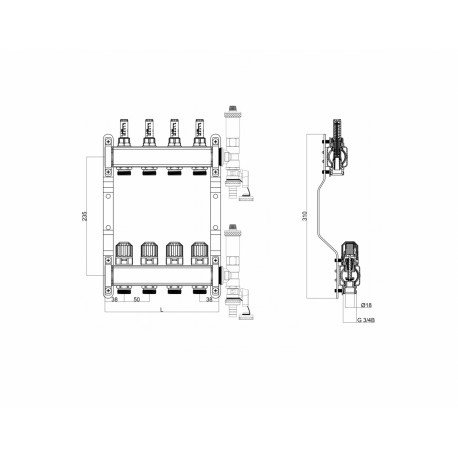 ROZDZIELACZ ZE STALI NIERDZEWNEJ 11 OBWODÓW