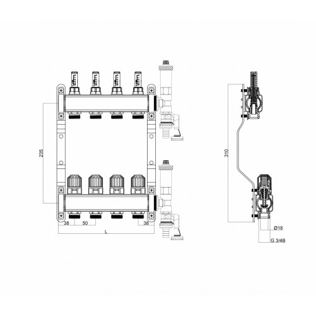 ROZDZIELACZ ZE STALI NIERDZEWNEJ 5 OBWODÓW