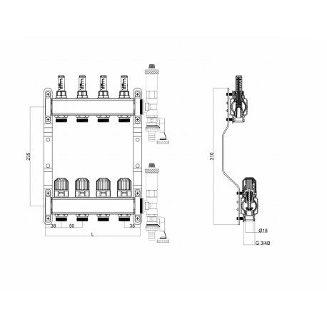 ROZDZIELACZ ZE STALI NIERDZEWNEJ 7 OBWODÓW