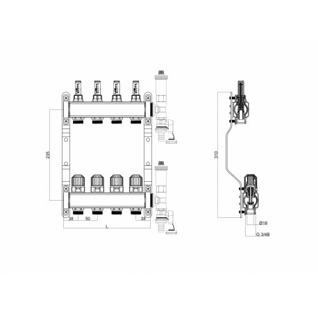 ROZDZIELACZ ZE STALI NIERDZEWNEJ 8 OBWODÓW