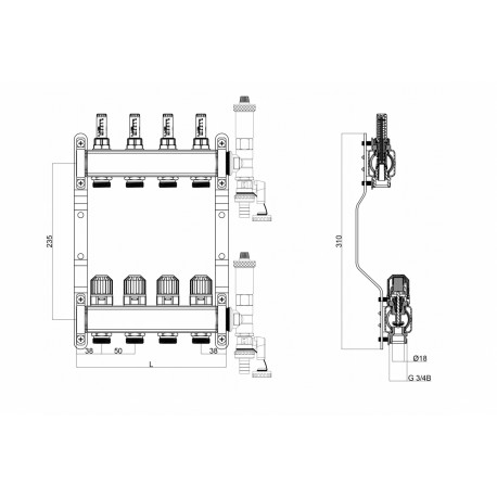 ROZDZIELACZ ZE STALI NIERDZEWNEJ 9 OBWODÓW