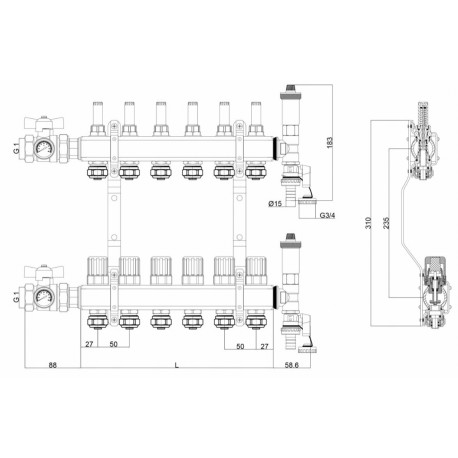 ROZDZIELACZ DO OGRZEWANIA PODŁOGOWEGO 8 OBWODÓW