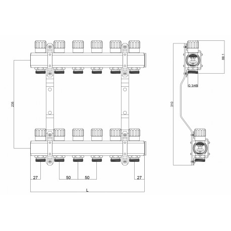 ROZDZIELACZ Z ZAWORAMI REGULUJĄCYMI 14 OBWODÓW